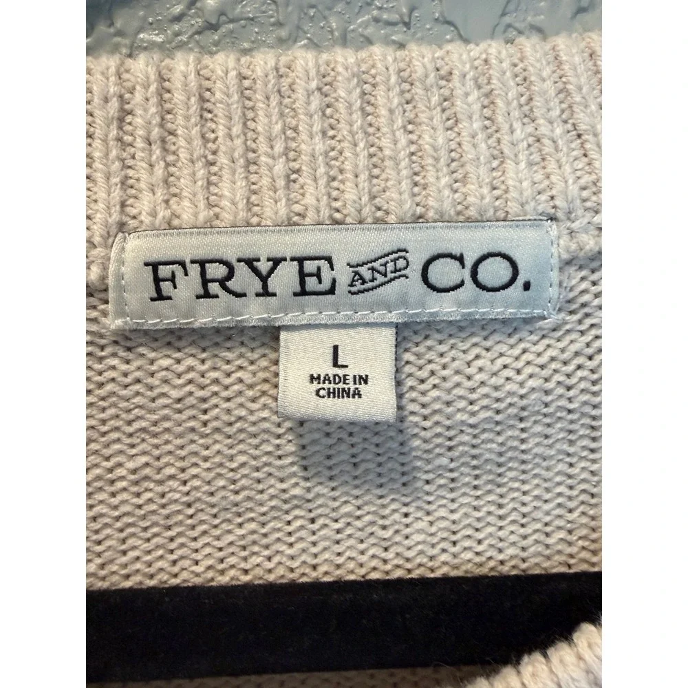 Frye and Co. Cream Red Aztec Pattern‎ Crew Neck Long Sleeve Knit Sweater
